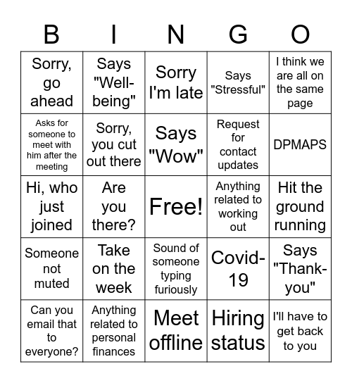 Group Meeting Bingo Card