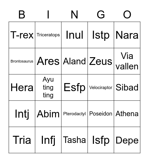 Abim’s Bingo Card
