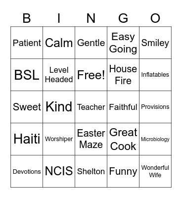 Thanks Michelle Bingo Card