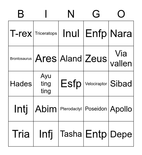 Abim’s Bingo Card