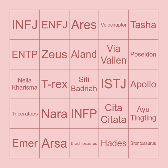 Nara Bingo Card