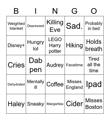 Audrey Bingo Card