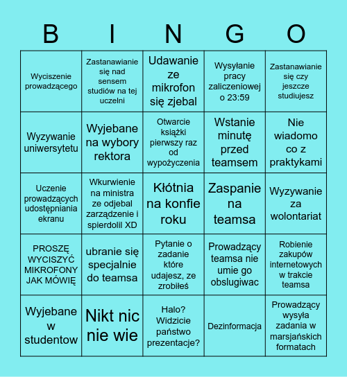 Kwarantanna z UMEDem Bingo Card