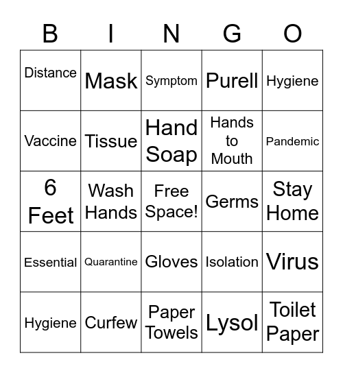 Quarantine Bingo Card