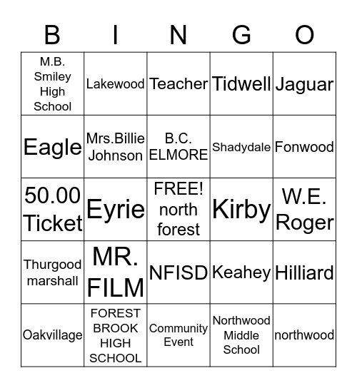 NFISD BLACK @ WHITE AFFAIR Bingo Card