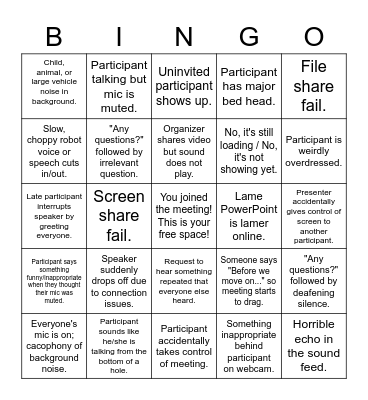 Online Meeting BINGO Card