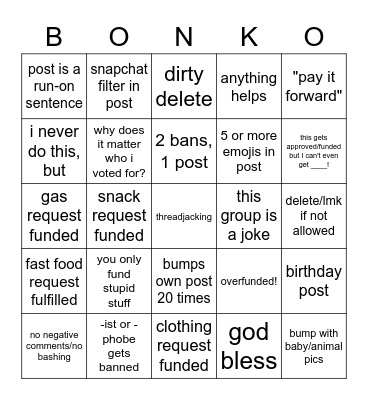 Maine Bonko Bingo Card