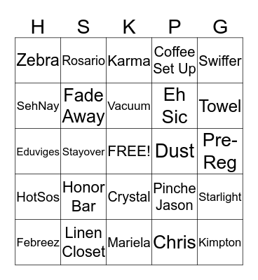 Hear of House Week! Bingo Card