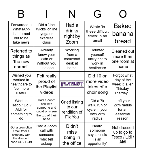 Playlist Bingo! Bingo Card