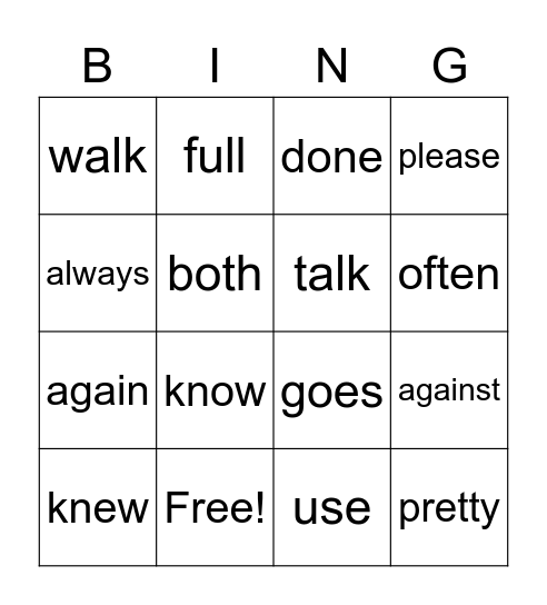 Fundations L2 Units 2,3,4,5 Trick Words Bingo Card