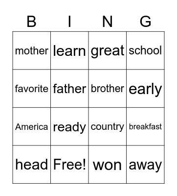 Fundations L2 U 9, 10, 11,12 Bingo Card