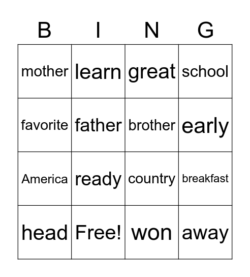 Fundations L2 U 9, 10, 11,12 Bingo Card