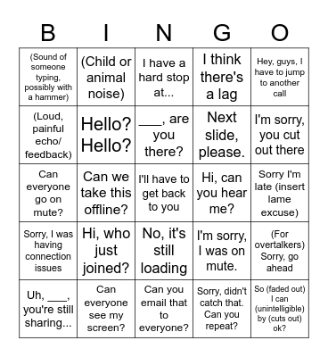 Conference Call Bingo Card