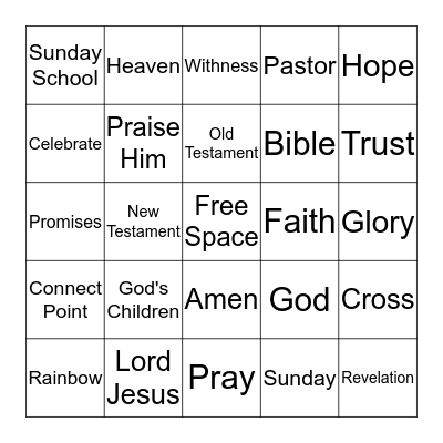 Discovery Point:  We have hope becasue Jesus is coming back. Bingo Card