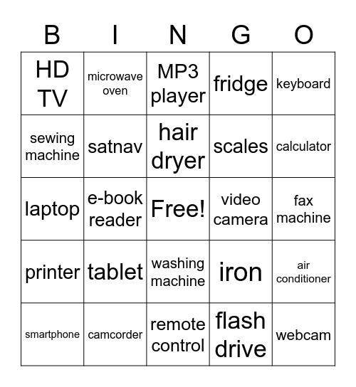 electronic devices Bingo Card