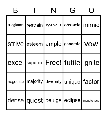 Flocabulary Units 1-6 Review Bingo Card