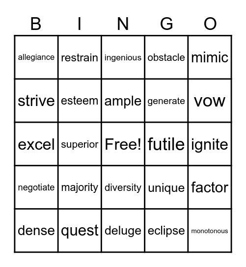 Flocabulary Units 1-6 Review Bingo Card