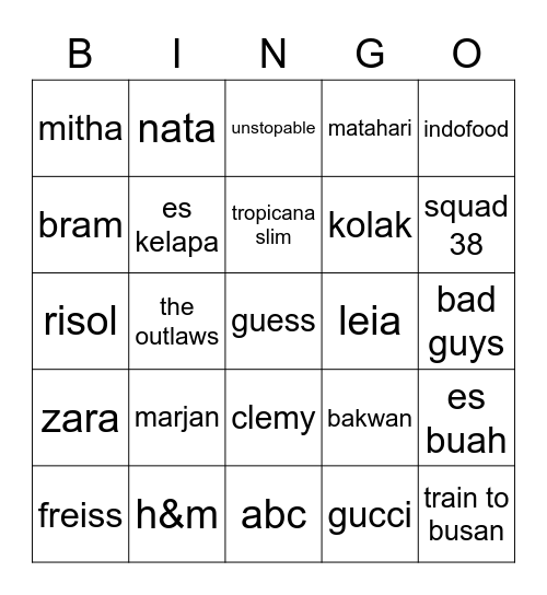 Untitled Bingo Card