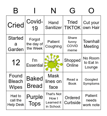 COVID-19 Games Bingo Card