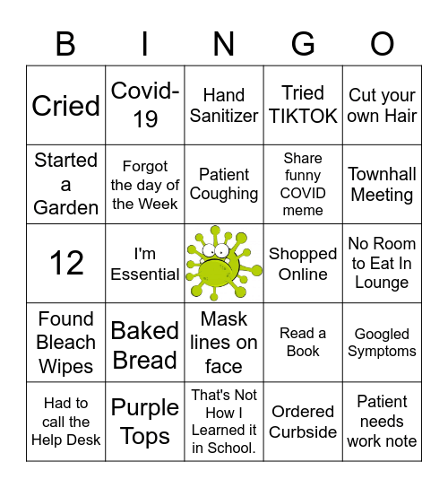 COVID-19 Games Bingo Card