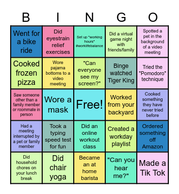 "Stay Home, Stay Safe" Bingo Card