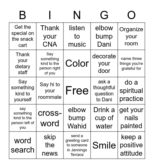 Let Dani and Isabel know you got a bingo! Have Fun! Bingo Card