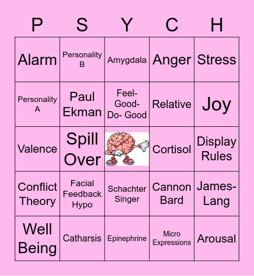 Emotion Bingo Card