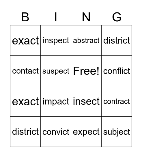 words with ct blend Bingo Card