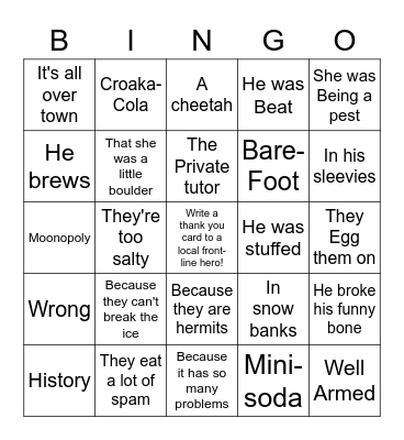 Joke of the Day Bingo Card