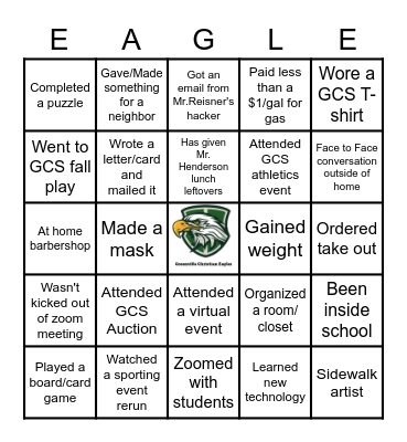 Quarantine GCS BINGO Card