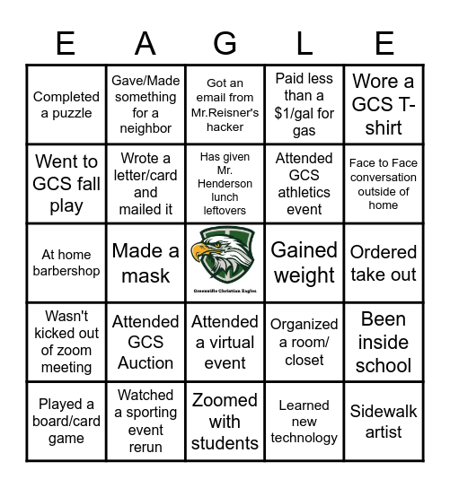 Quarantine GCS BINGO Card