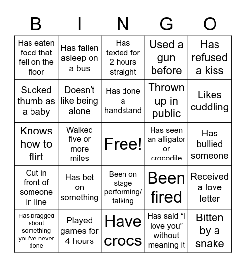 Rando Bingo Card