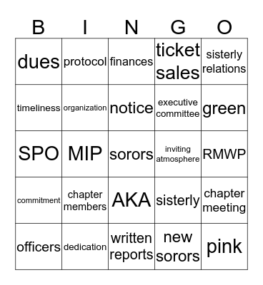 SPO Bingo Card
