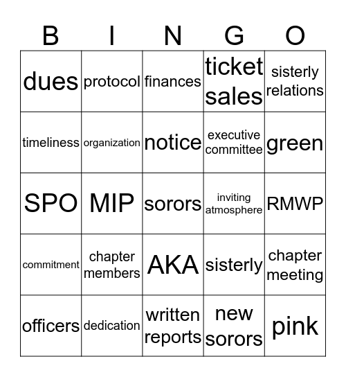 SPO Bingo Card