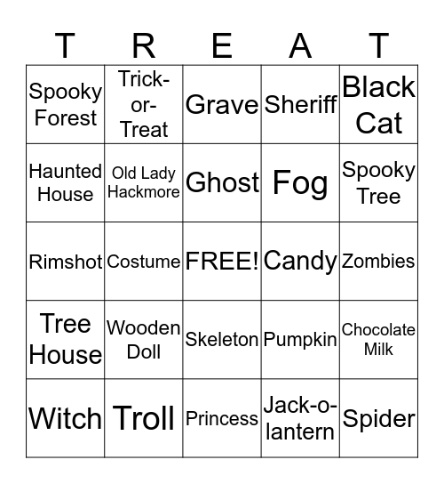 Ernest Scared Stupid Bingo Card