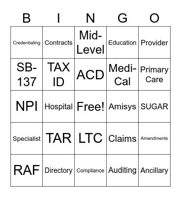 PR BINGO Card