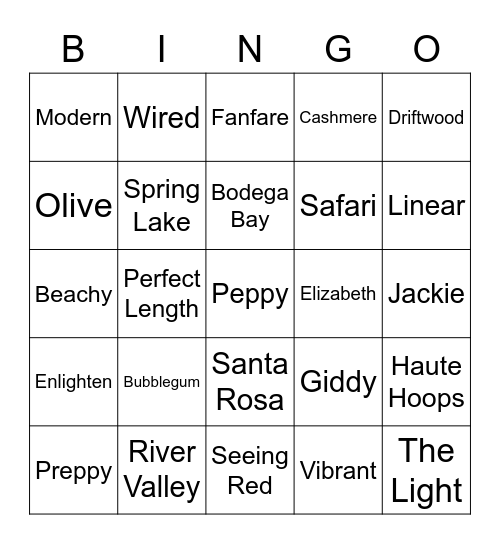 Blingo Bingo Card