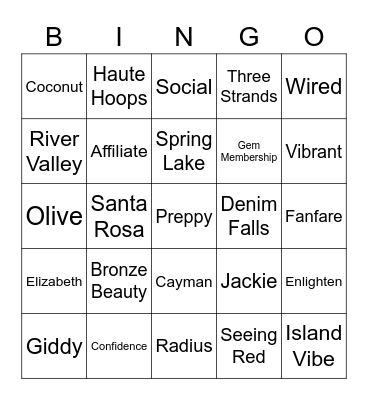 Blingo Bingo Card