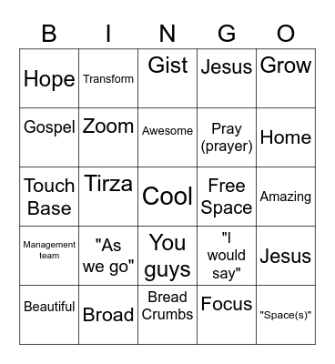 B.O.S.S. Bingo Card