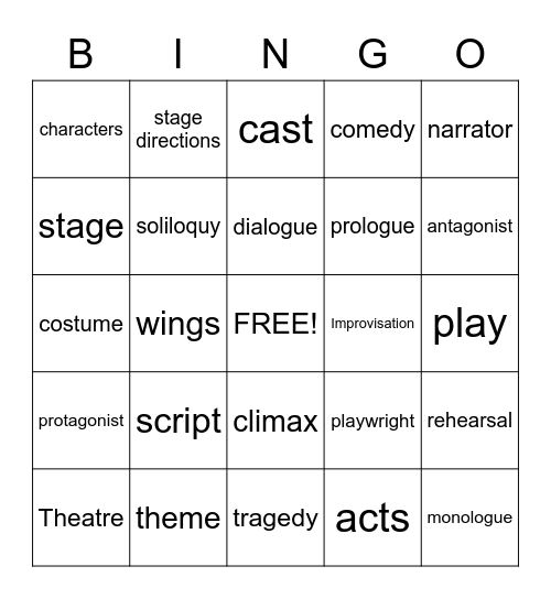 Drama Bingo Card