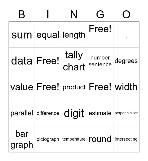 Math Vocabualry Bingo Card