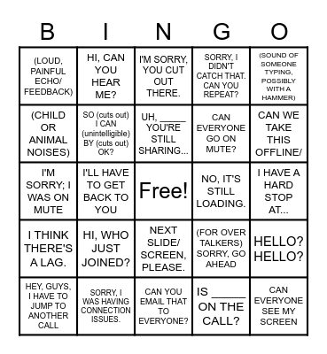 Conferance Call Bingo Card