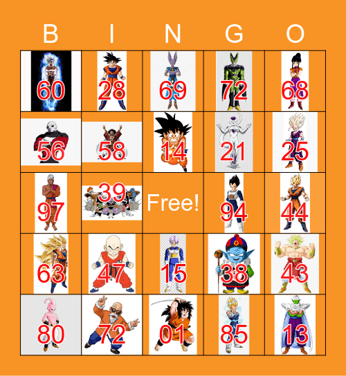 Dragonball Bingo Card