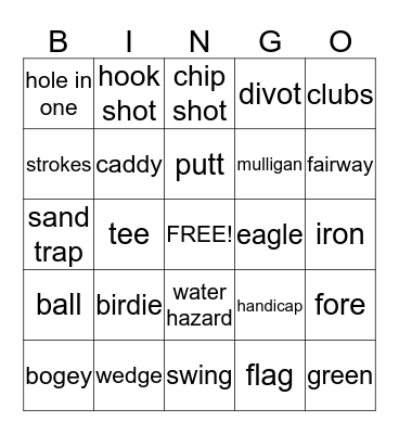 Golf Bingo Card