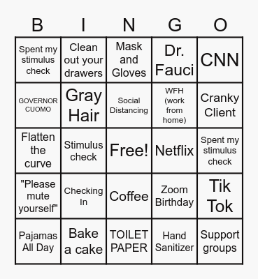 Qauarentine BINGO! Bingo Card