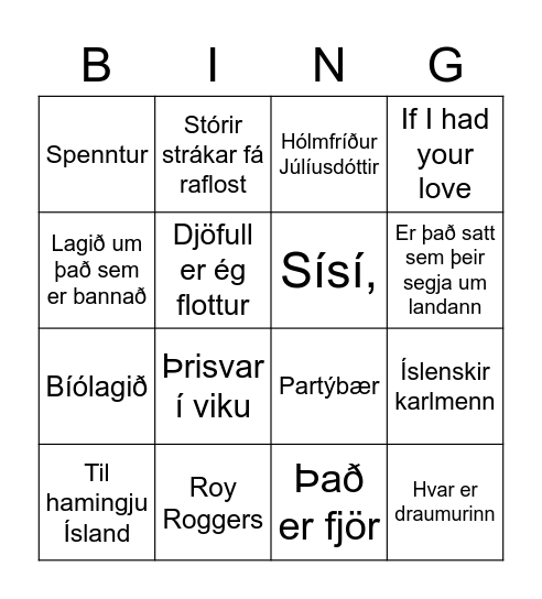 Páska Bingó Umferð 1. Bingo Card