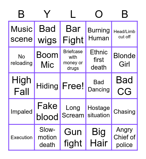 BYLO B-Movie Bingo! Bingo Card