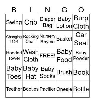 Baby Bingo Card