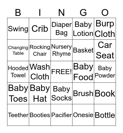 Baby Bingo Card