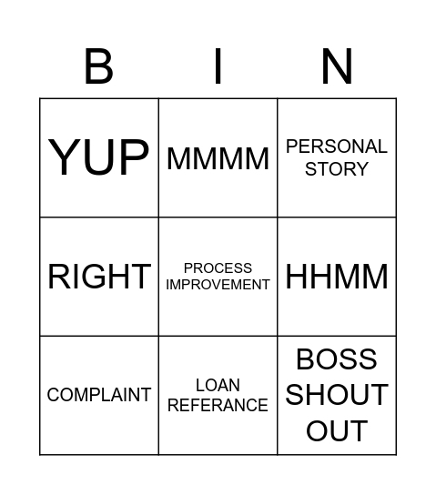 MEETING Bingo Card